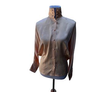 Vintage Silk 1980s High Neck Stefano Studio Blouse/Shirt/Top secretary, geek, ch